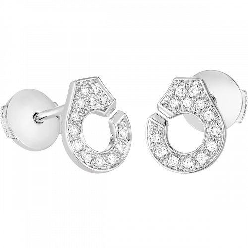 Boucles Doreilles Menottes R7.5 Pavage Diamants Or Blanc dinh van Paris - Bijouterie WEGELIN