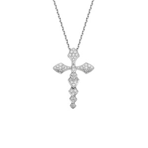 Akillis Python pendentif cross or blanc diamants PPY0012
