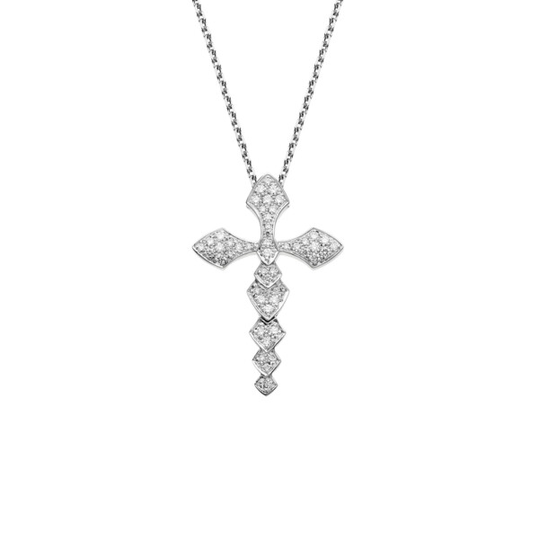 Akillis Python pendentif cross or blanc diamants PPY0012