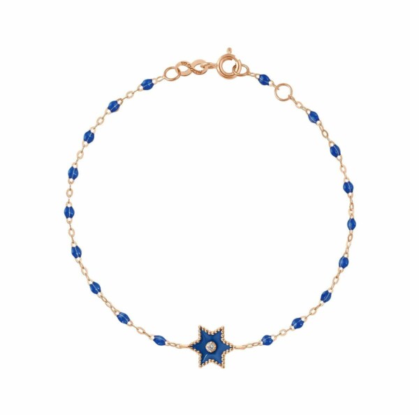Bracelet Etoile Star résine prusse, diamant, or rose, 17 cm B3ST001R07 17 DI