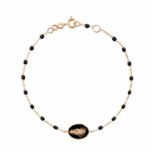 Bracelet Madone résine noire, or rose, 17 cm B3VI004R20 17 XX