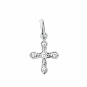 Pendentif Croix vintage, diamants, or blanc B5CV002G00 XX DI