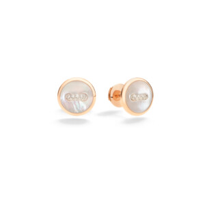 POM POM DOT Earrings in rose gold with mother of pearl and diamonds by Pomellato